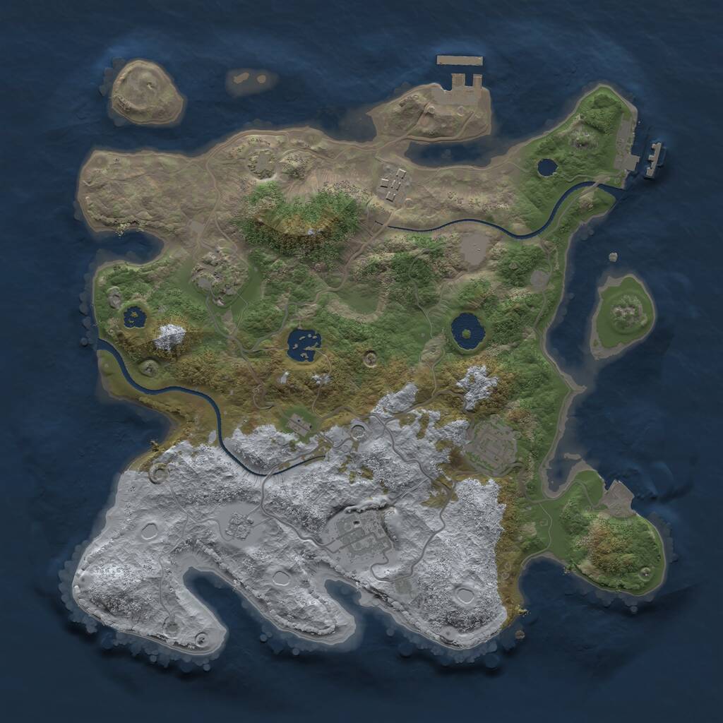 Rust Map: Procedural Map, Size: 3200, Seed: 1913592665, 11 Monuments