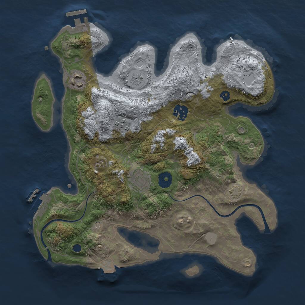Rust Map: Procedural Map, Size: 3000, Seed: 83375, 10 Monuments