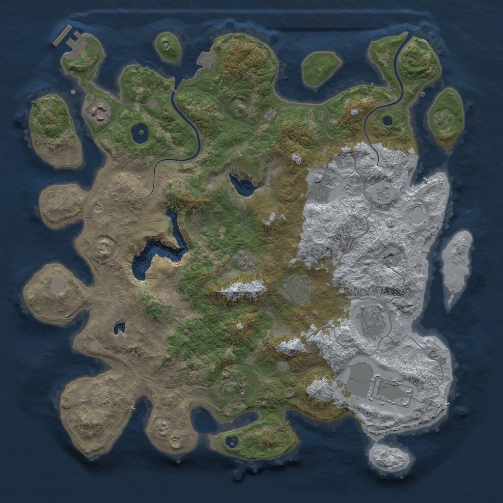 Rust Map: Procedural Map, Size: 4000, Seed: 124799921, 12 Monuments