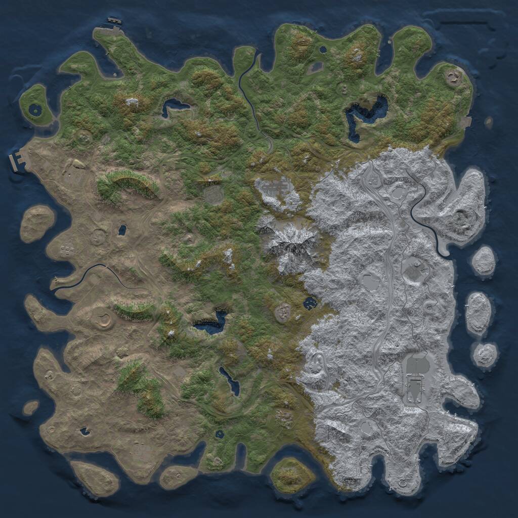Rust Map: Procedural Map, Size: 6000, Seed: 1987156405, 17 Monuments