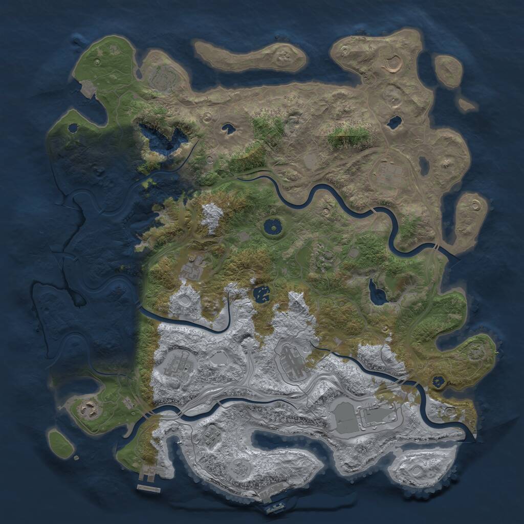 Rust Map: Procedural Map, Size: 4500, Seed: 223065395, 17 Monuments