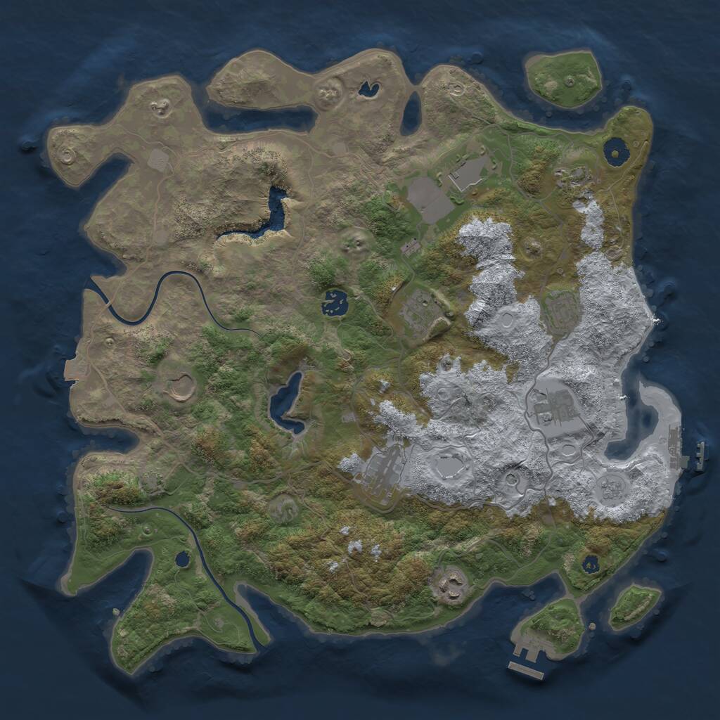 Rust Map: Procedural Map, Size: 4000, Seed: 887438227, 15 Monuments