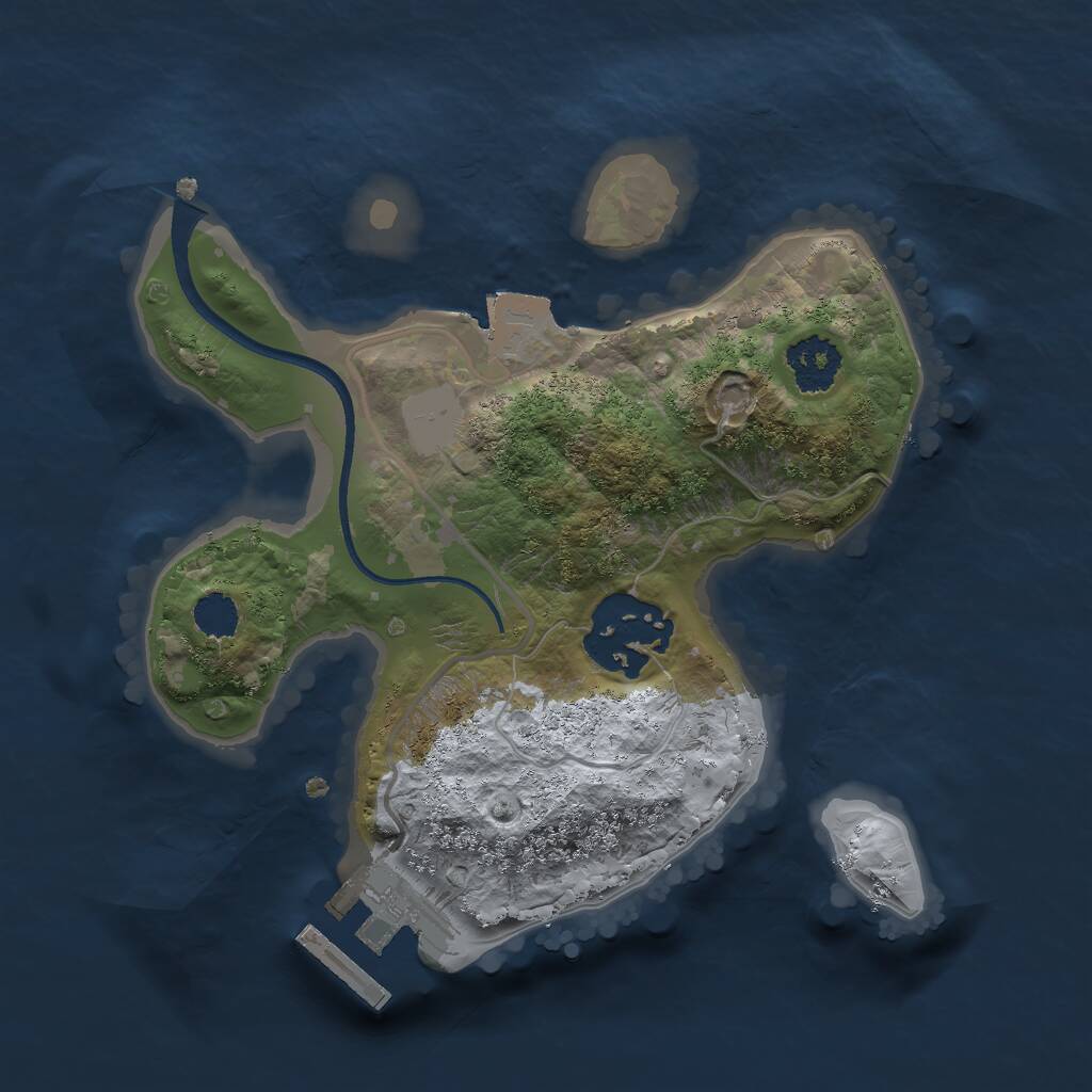 Rust Map: Procedural Map, Size: 2000, Seed: 54164, 3 Monuments