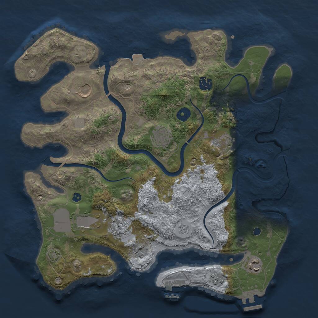 Rust Map: Procedural Map, Size: 3500, Seed: 29815108, 14 Monuments