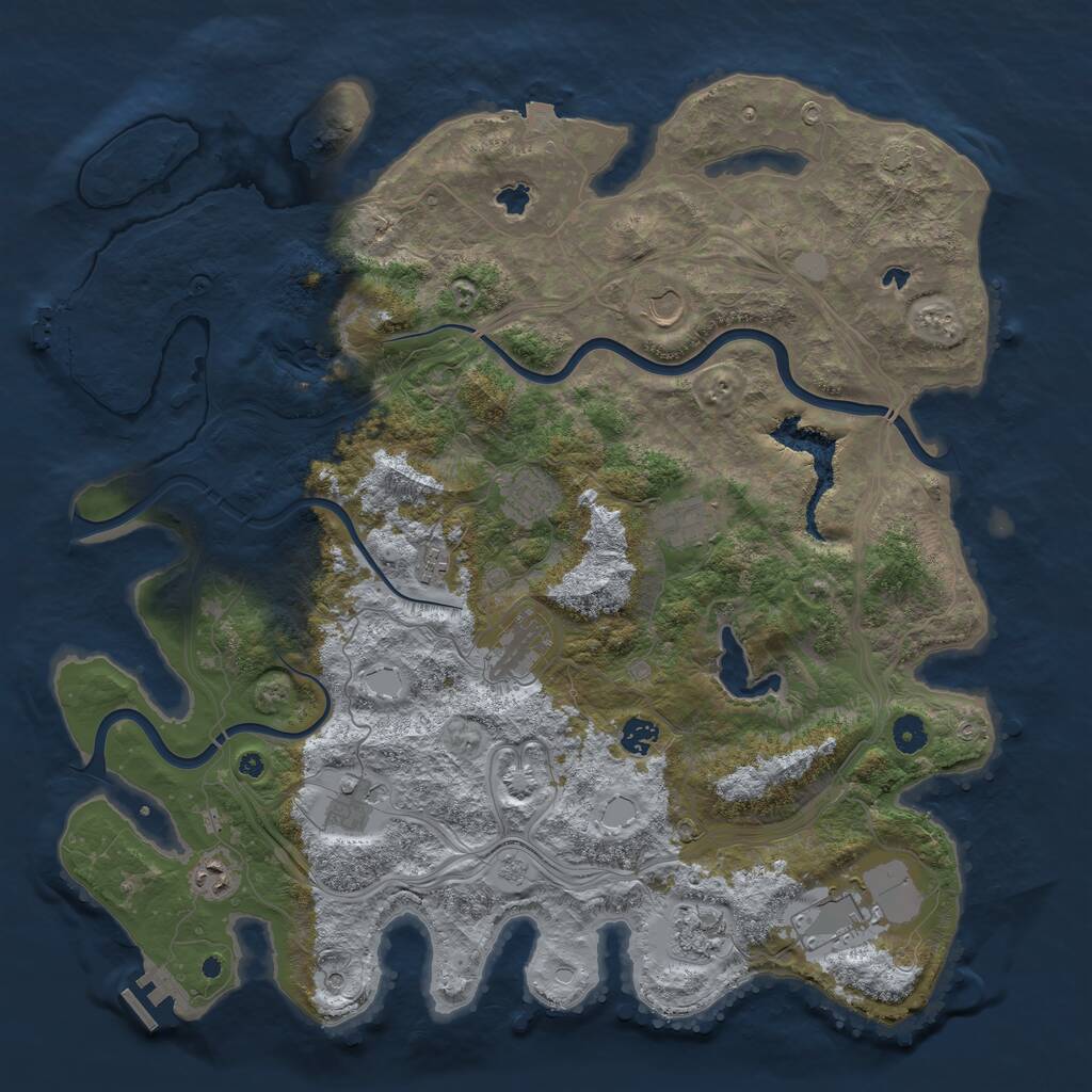 Rust Map: Procedural Map, Size: 4500, Seed: 474105403, 16 Monuments