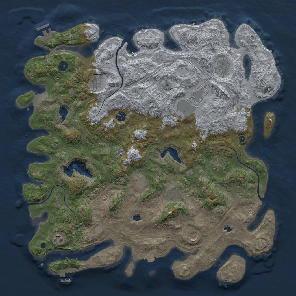 Rust Map: Procedural Map, Size: 4500, Seed: 795768287, 16 Monuments