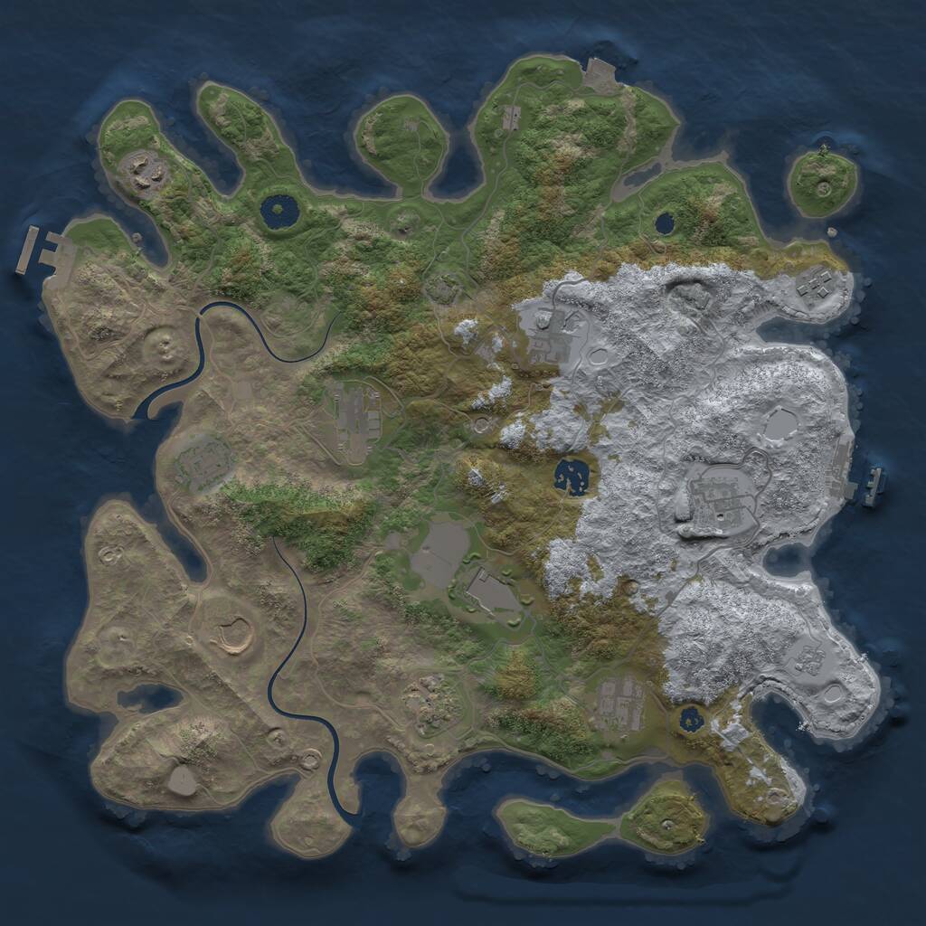 Rust Map: Procedural Map, Size: 3800, Seed: 118649, 17 Monuments