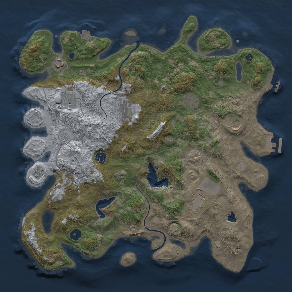 Rust Map: Procedural Map, Size: 4000, Seed: 1041945701, 15 Monuments