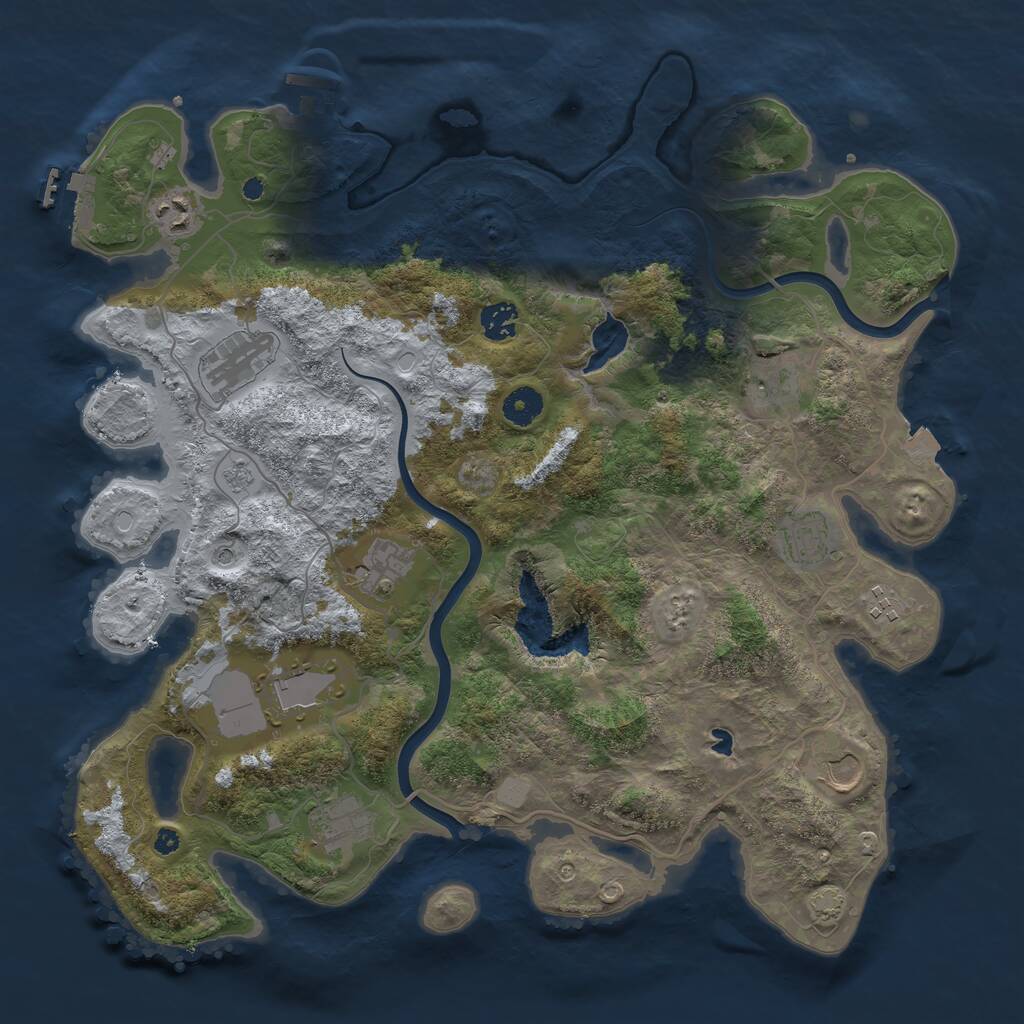 Rust Map: Procedural Map, Size: 4000, Seed: 1041945701, 16 Monuments