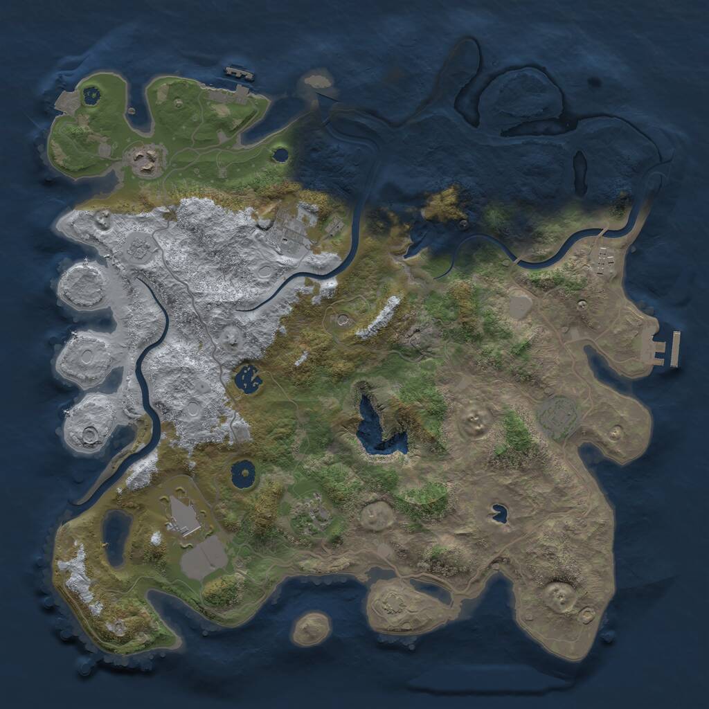 Rust Map: Procedural Map, Size: 4000, Seed: 1041945701, 13 Monuments