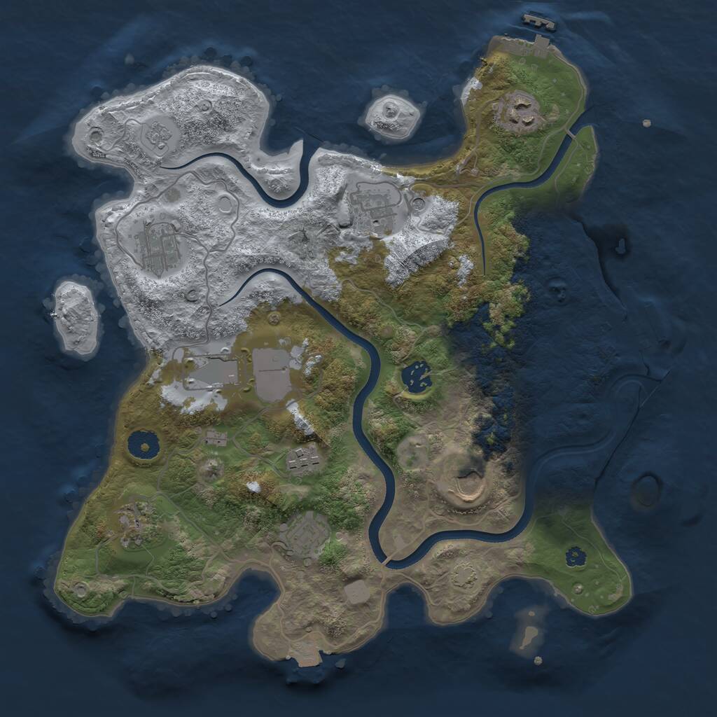 Rust Map: Procedural Map, Size: 3500, Seed: 869128724, 15 Monuments