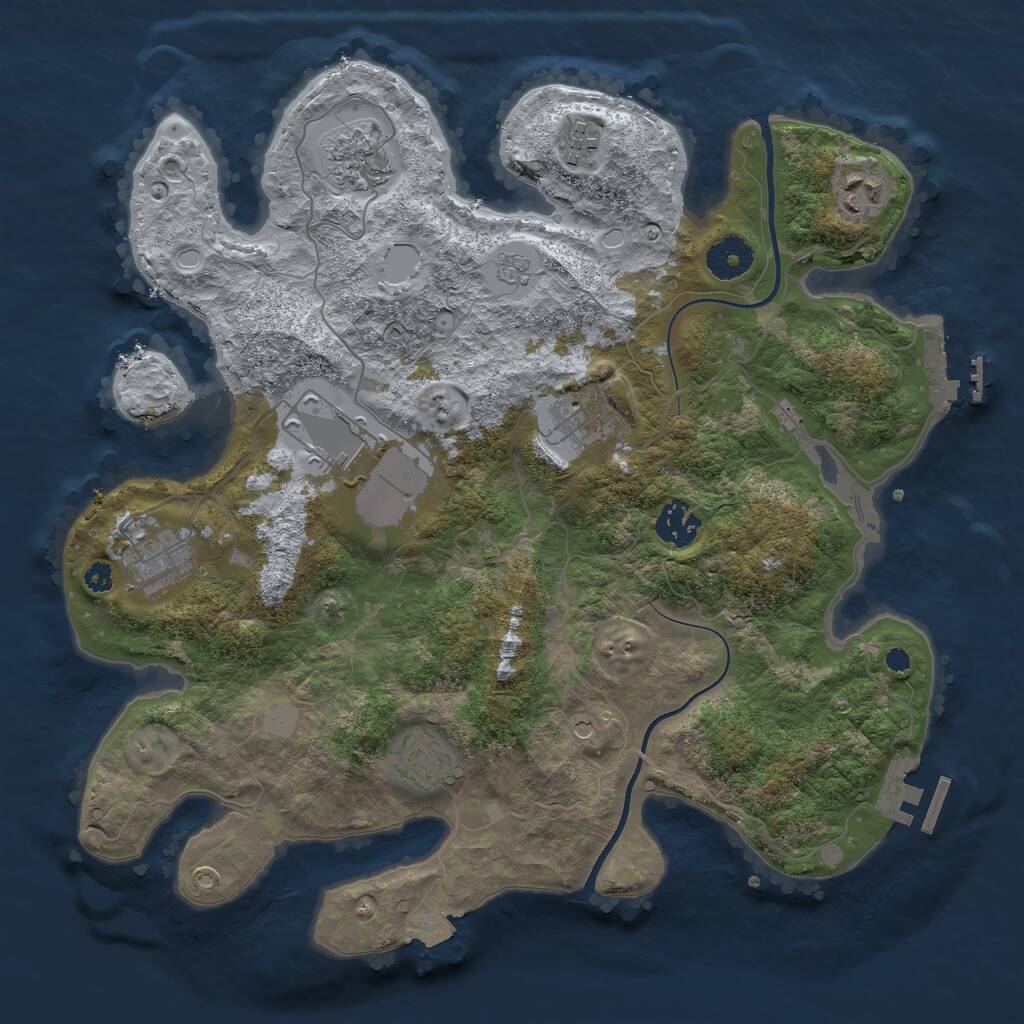 Rust Map: Procedural Map, Size: 3500, Seed: 1734477437, 13 Monuments