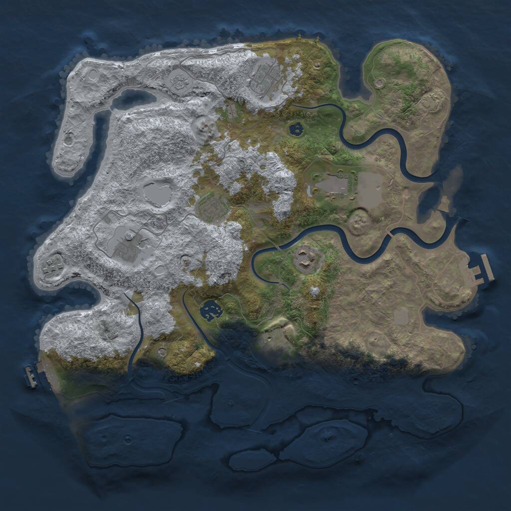 Rust Map: Procedural Map, Size: 3750, Seed: 144398100, 14 Monuments