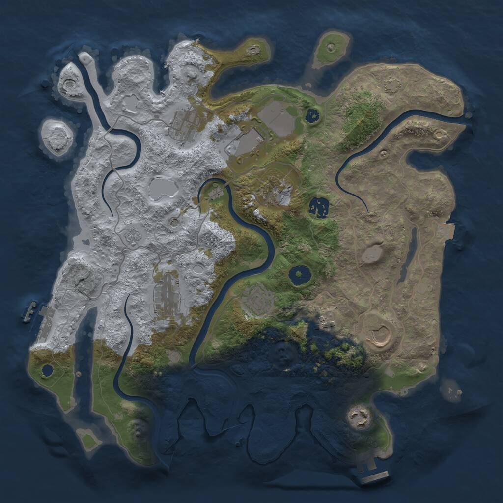 Rust Map: Procedural Map, Size: 3600, Seed: 990339, 15 Monuments