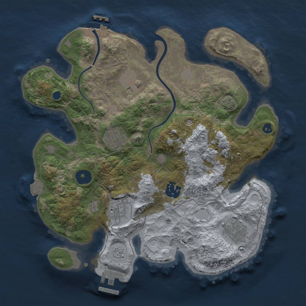 Rust Map: Procedural Map, Size: 3000, Seed: 120617737, 10 Monuments