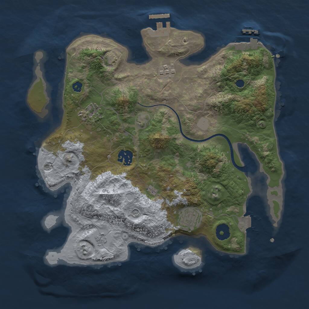 Rust Map: Procedural Map, Size: 3000, Seed: 1461245157, 10 Monuments
