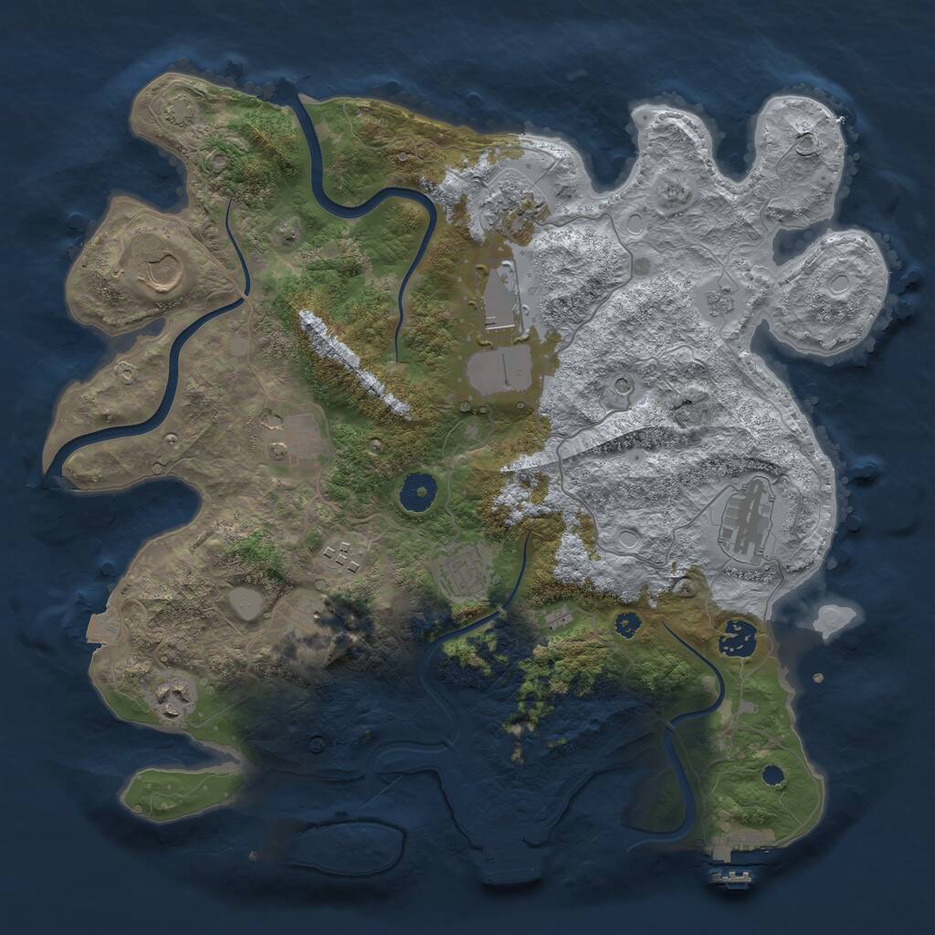 Rust Map: Procedural Map, Size: 3700, Seed: 998147, 16 Monuments