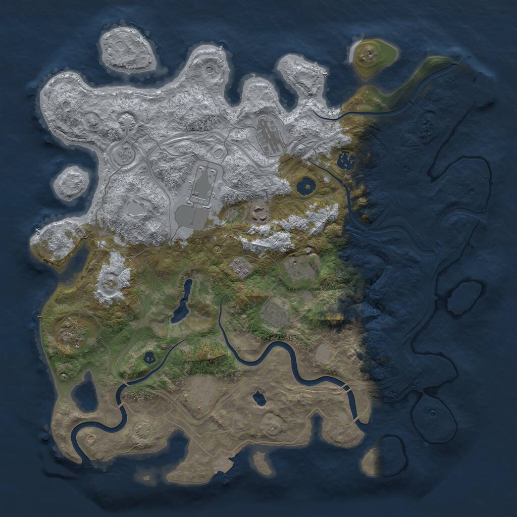 Rust Map: Procedural Map, Size: 4250, Seed: 332252353, 14 Monuments