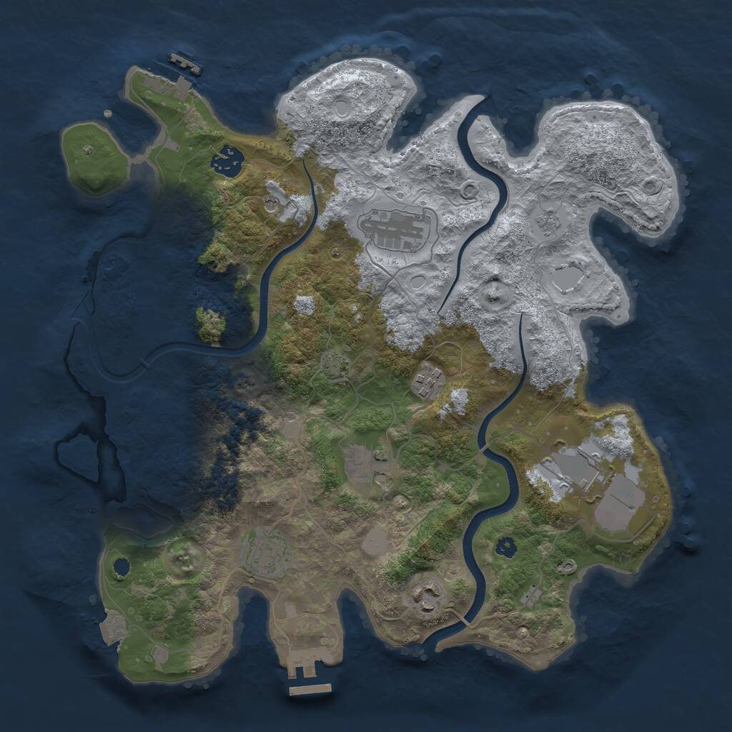 Rust Map: Procedural Map, Size: 3500, Seed: 1608751167, 13 Monuments
