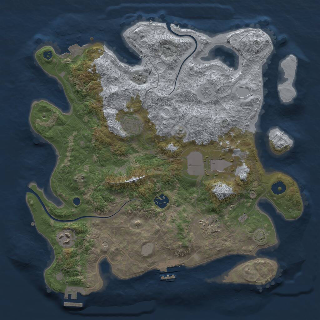Rust Map: Procedural Map, Size: 3500, Seed: 325908976, 12 Monuments