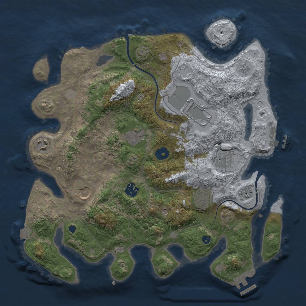 Rust Map: Procedural Map, Size: 3500, Seed: 252053933, 14 Monuments
