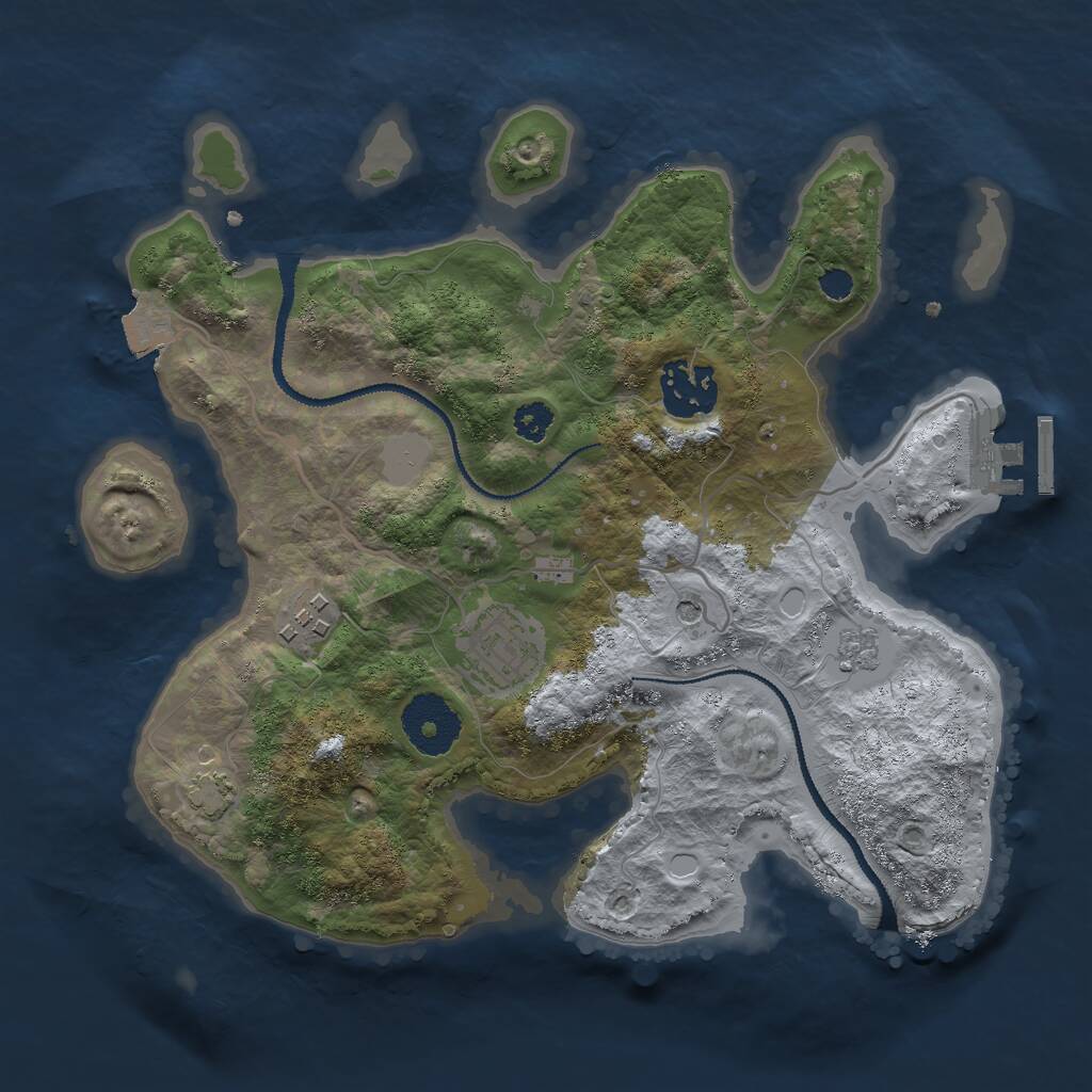 Rust Map: Procedural Map, Size: 2800, Seed: 799994211, 8 Monuments
