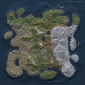 Thumbnail Rust Map: Procedural Map, Size: 3500, Seed: 1516068740, 13 Monuments