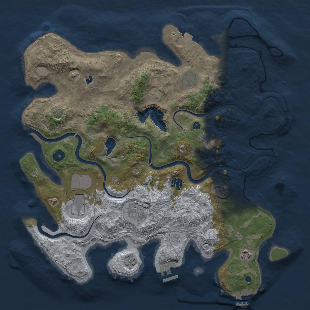 Rust Map: Procedural Map, Size: 4000, Seed: 45647, 13 Monuments