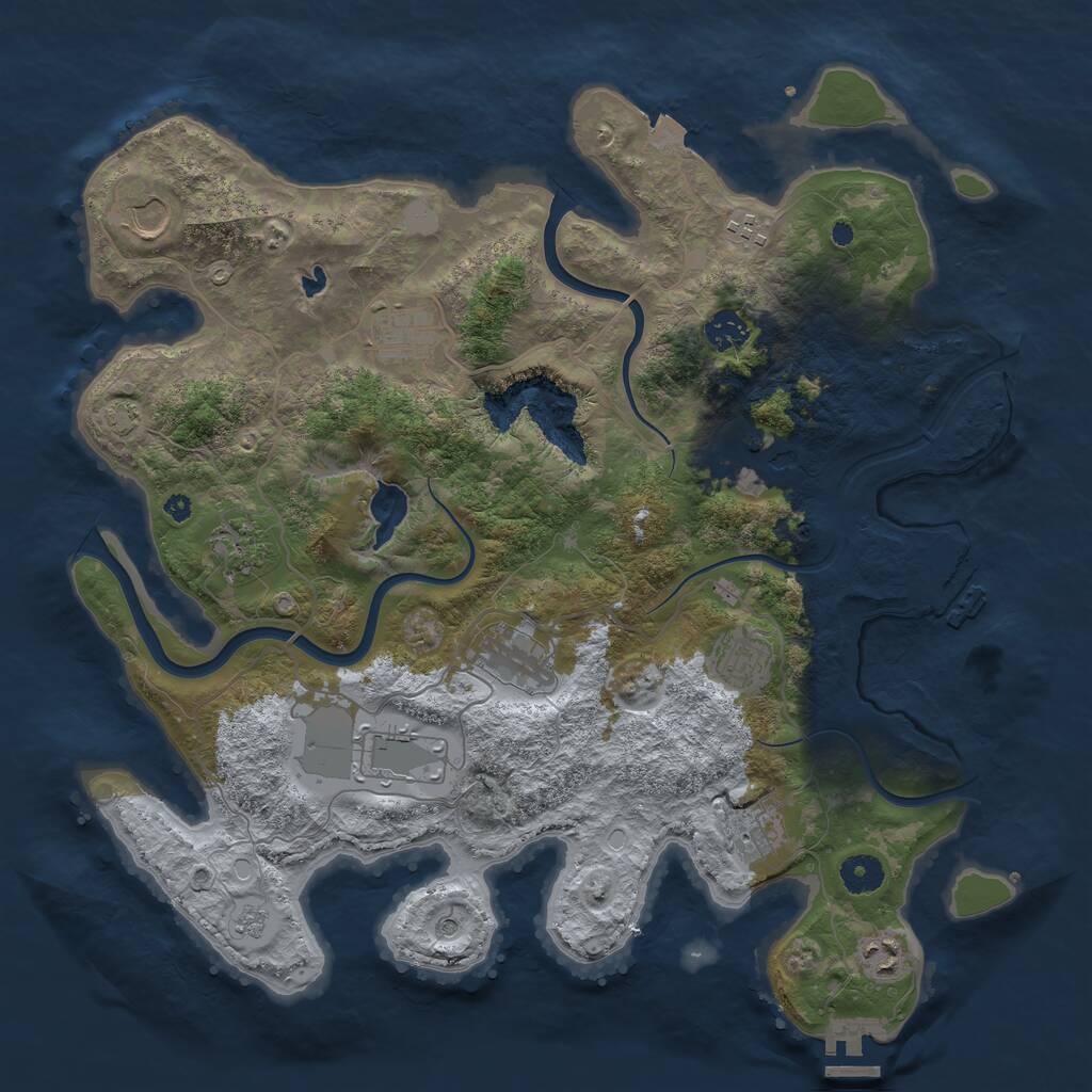 Rust Map: Procedural Map, Size: 4000, Seed: 45647, 17 Monuments