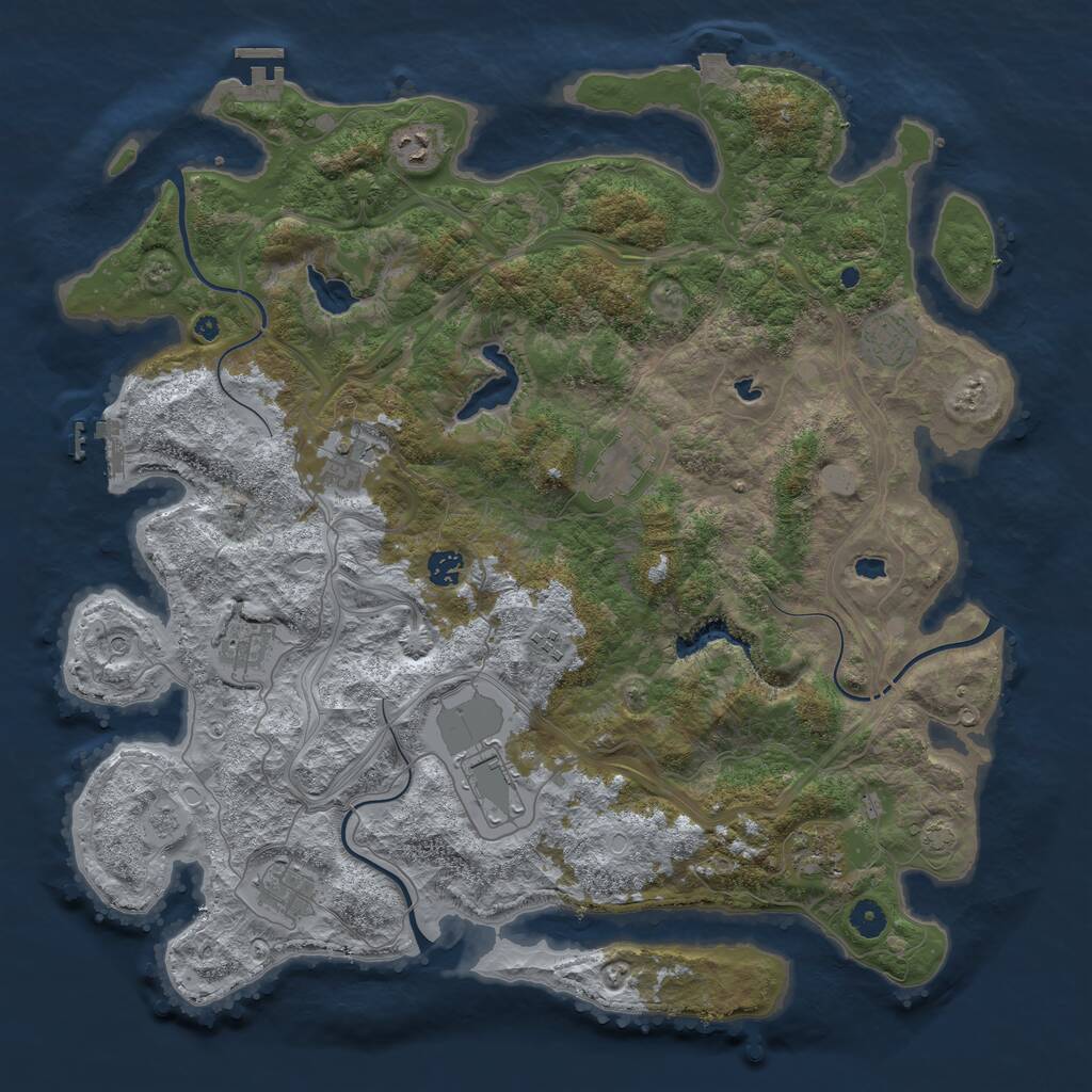 Rust Map: Procedural Map, Size: 4500, Seed: 299426, 16 Monuments