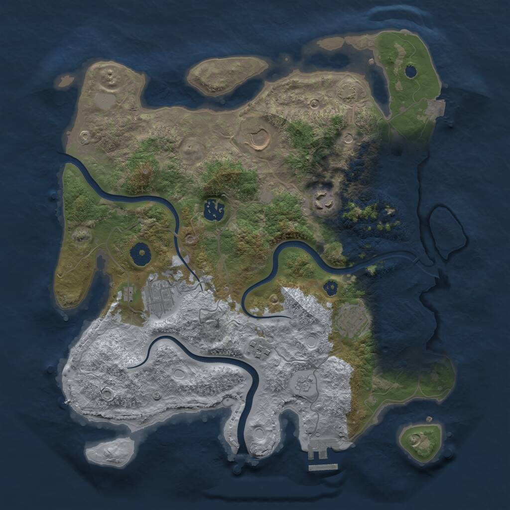 Rust Map: Procedural Map, Size: 3535, Seed: 3326282, 11 Monuments