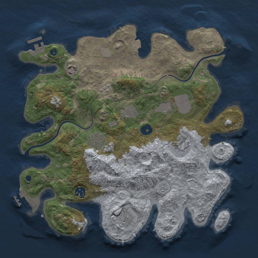 Rust Map: Procedural Map, Size: 3500, Seed: 1397540683, 14 Monuments