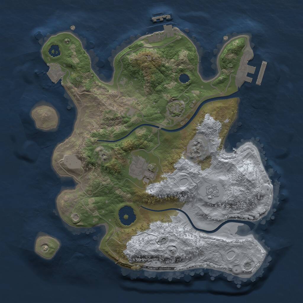 Rust Map: Procedural Map, Size: 2500, Seed: 1512602626, 6 Monuments