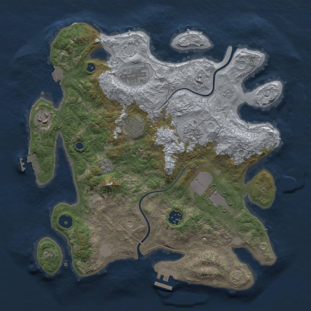 Rust Map: Procedural Map, Size: 3500, Seed: 905471828, 13 Monuments