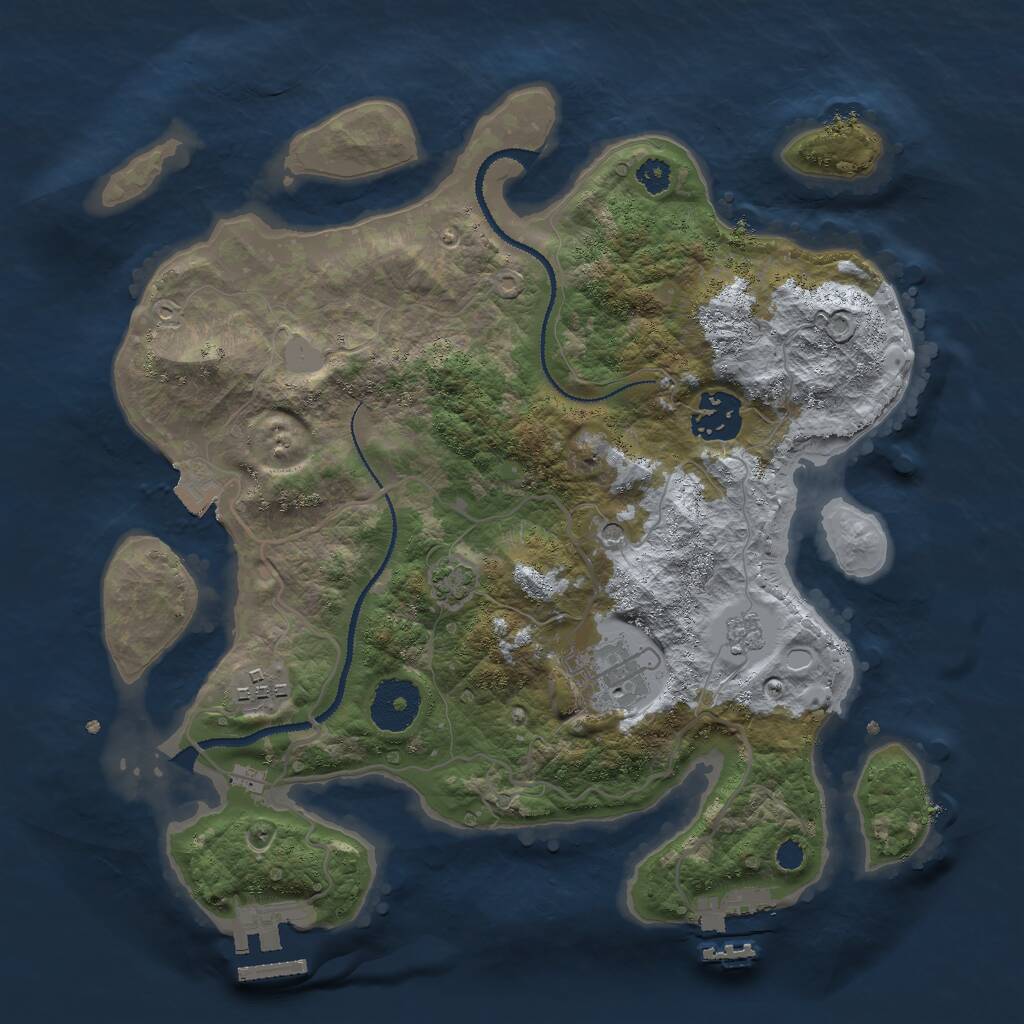 Rust Map: Procedural Map, Size: 3000, Seed: 1950534627, 9 Monuments