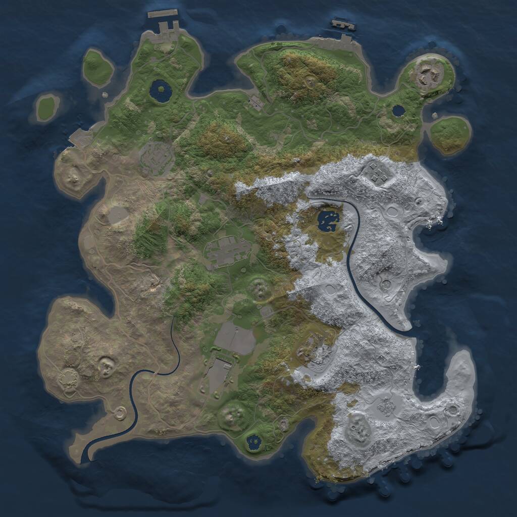 Rust Map: Procedural Map, Size: 3500, Seed: 323647, 13 Monuments