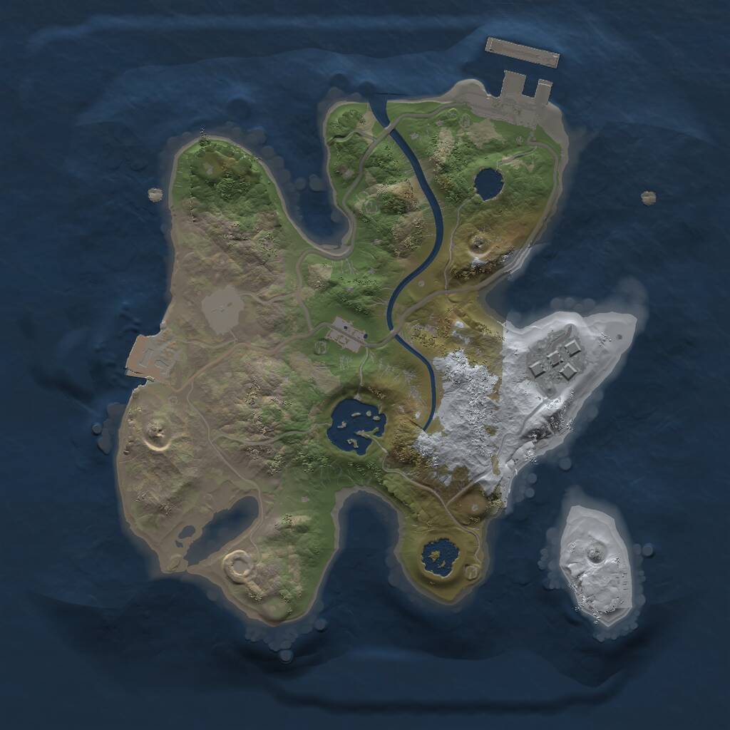 Rust Map: Procedural Map, Size: 2000, Seed: 481982, 4 Monuments