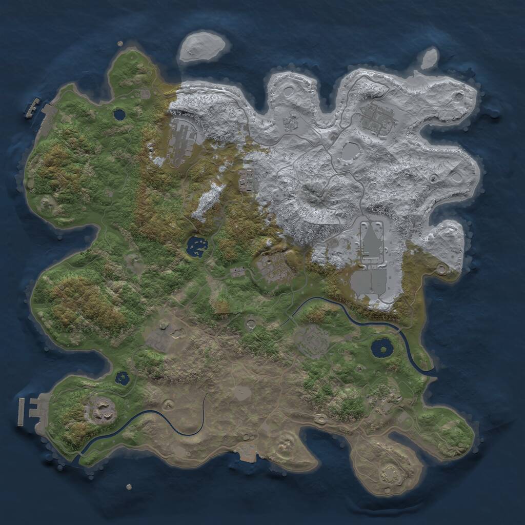 Rust Map: Procedural Map, Size: 3750, Seed: 528920, 16 Monuments
