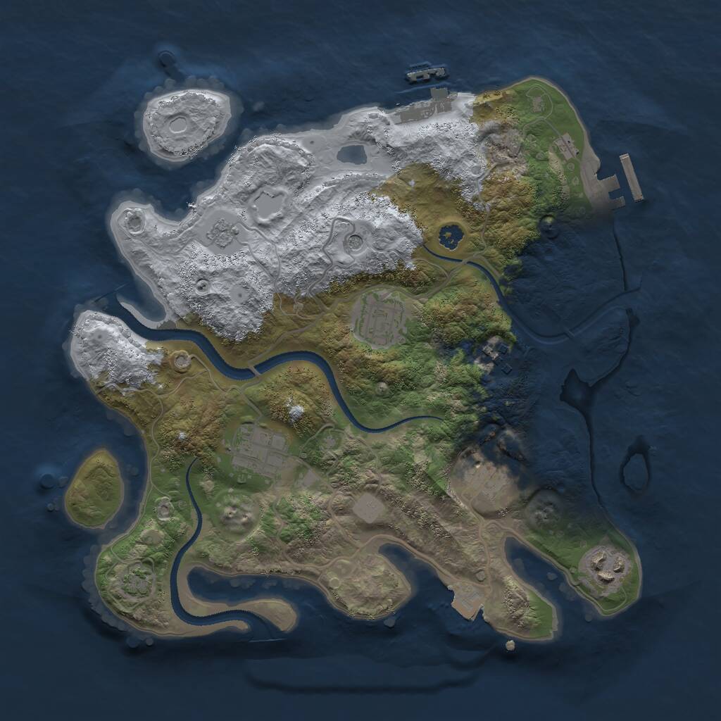 Rust Map: Procedural Map, Size: 3000, Seed: 1056919522, 11 Monuments