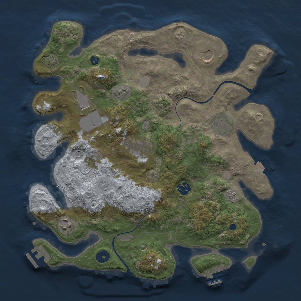 Rust Map: Procedural Map, Size: 3500, Seed: 114624, 13 Monuments