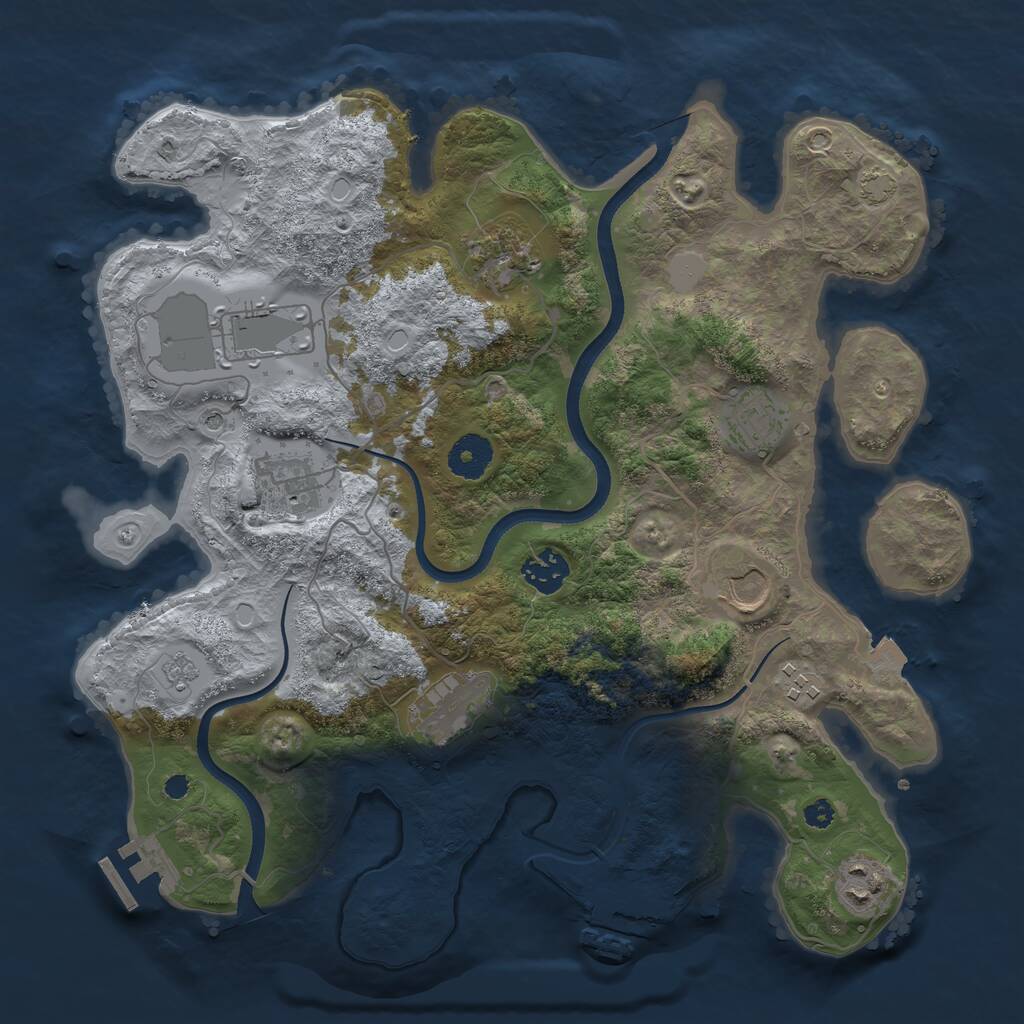 Rust Map: Procedural Map, Size: 3500, Seed: 809637400, 15 Monuments