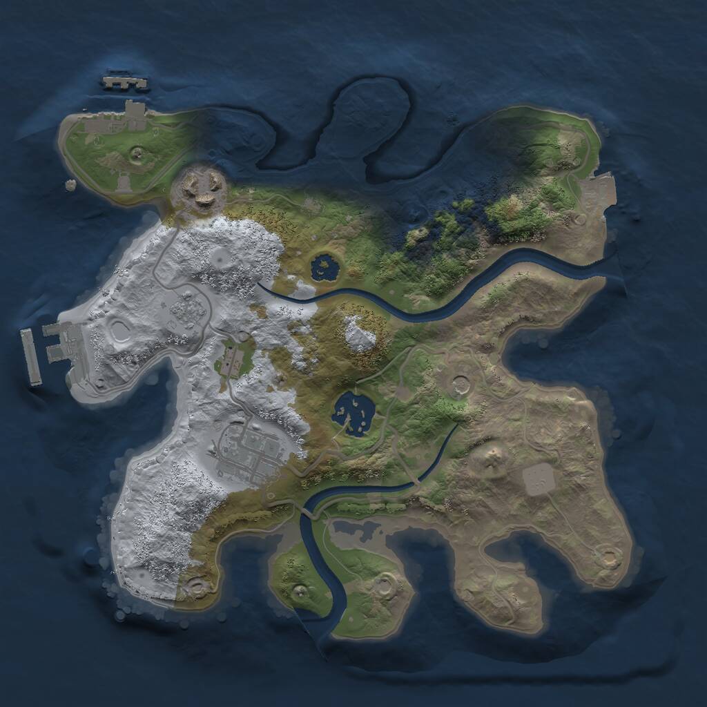 Rust Map: Procedural Map, Size: 2500, Seed: 48979, 8 Monuments