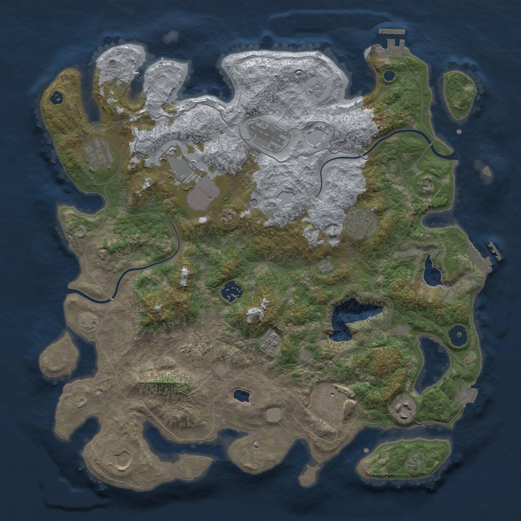 Rust Map: Procedural Map, Size: 4000, Seed: 360526714, 16 Monuments