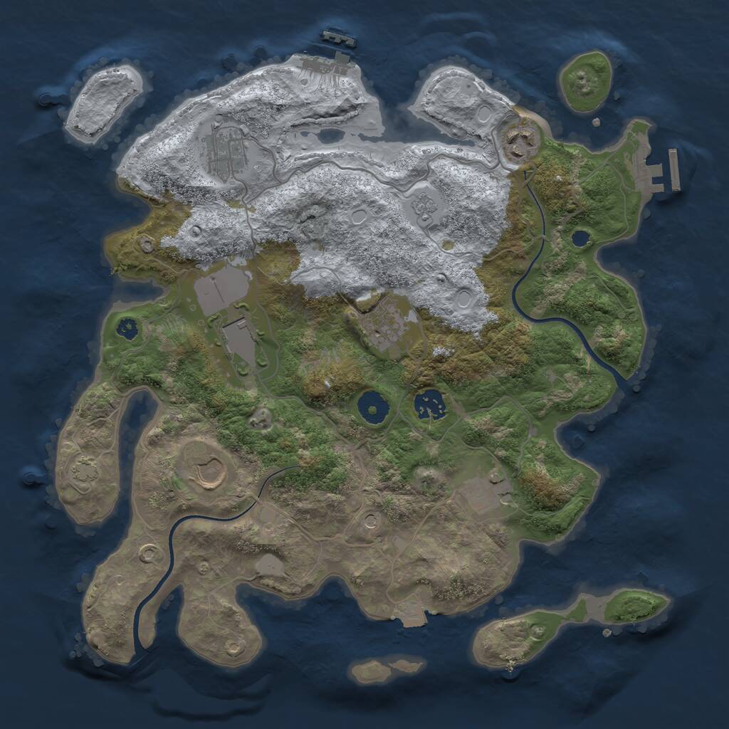 Rust Map: Procedural Map, Size: 3500, Seed: 232860284, 13 Monuments