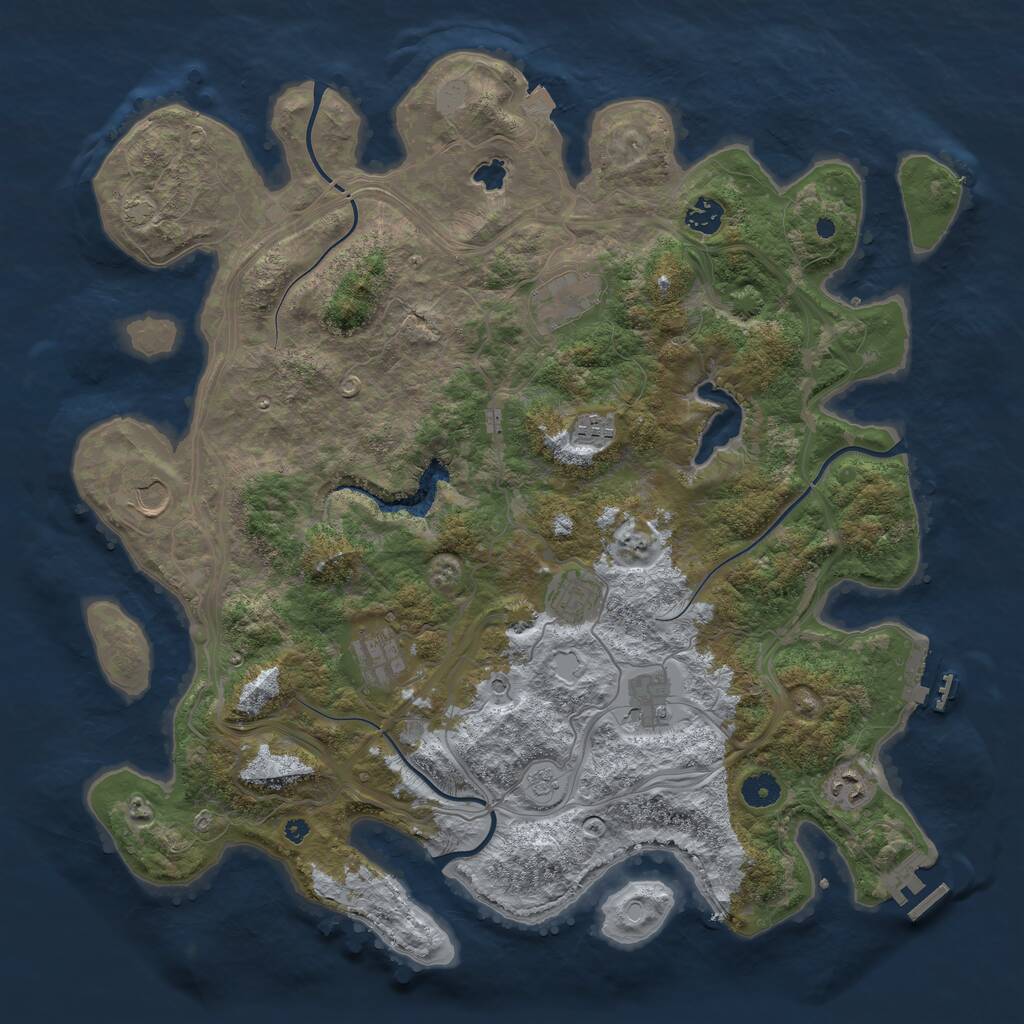 Rust Map: Procedural Map, Size: 4250, Seed: 143899692, 14 Monuments
