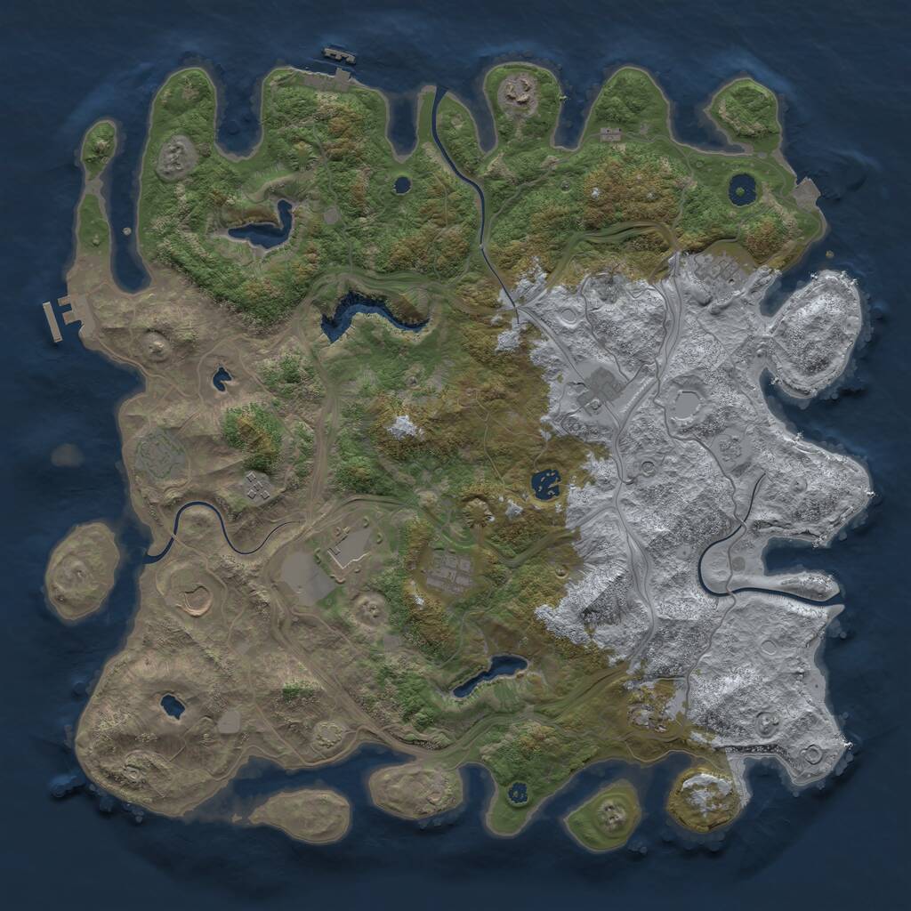 Rust Map: Procedural Map, Size: 4500, Seed: 25201, 16 Monuments