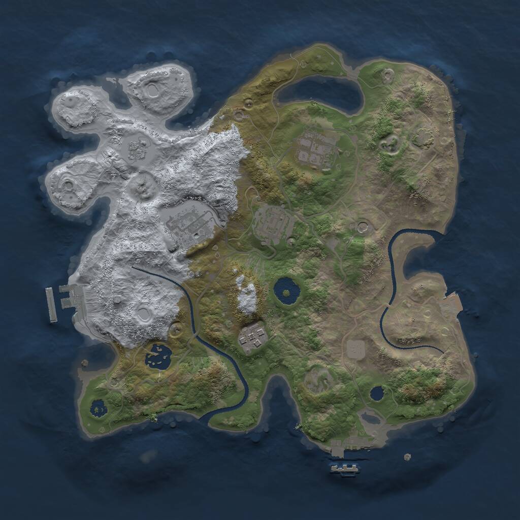 Rust Map: Procedural Map, Size: 3000, Seed: 666893, 11 Monuments