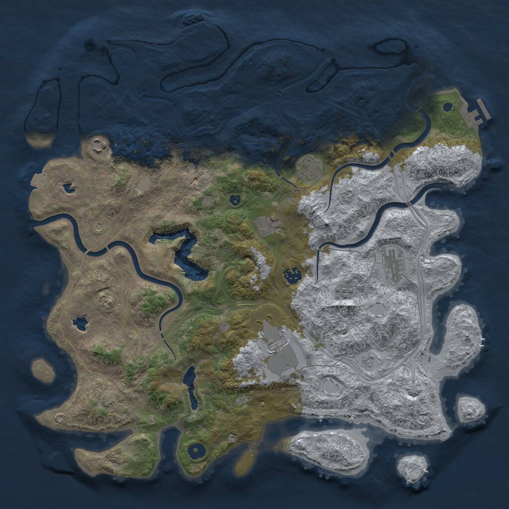 Rust Map: Procedural Map, Size: 4500, Seed: 1905115647, 13 Monuments