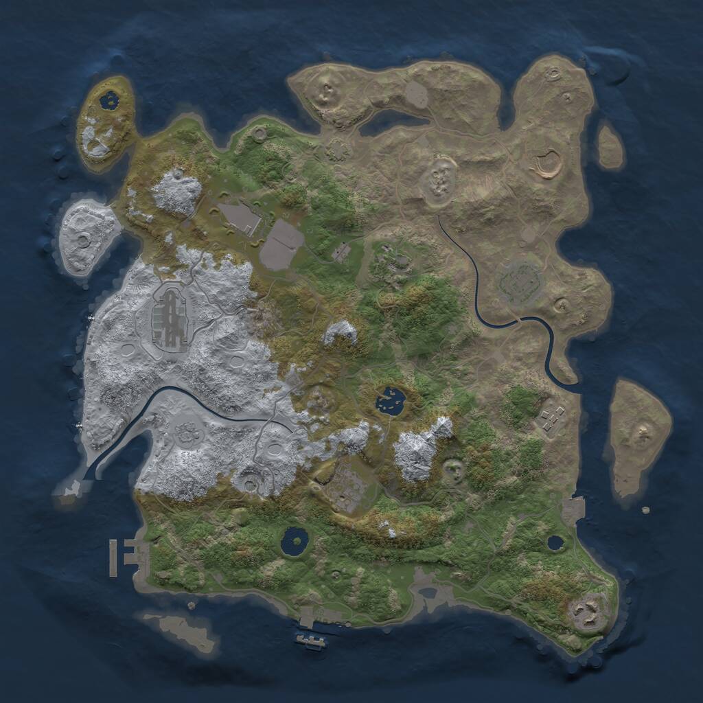 Rust Map: Procedural Map, Size: 3750, Seed: 912143284, 15 Monuments