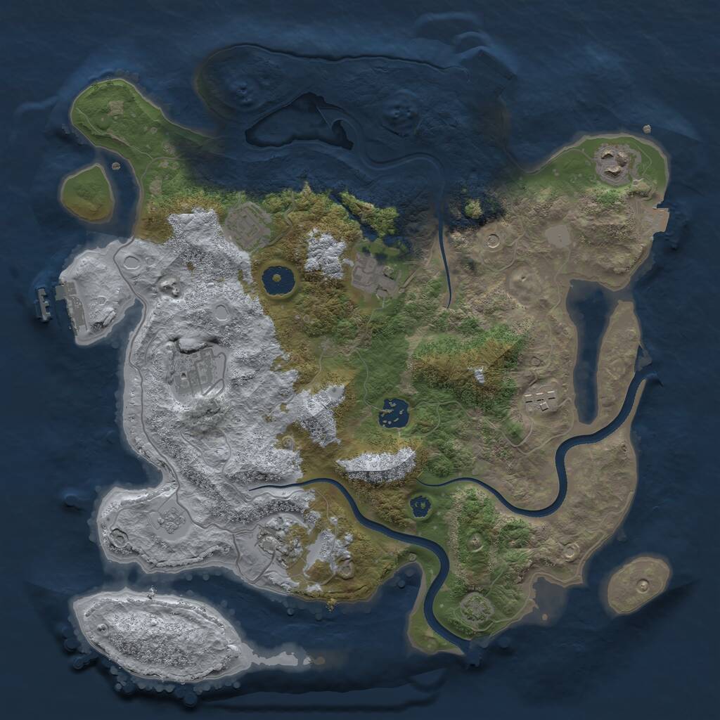 Rust Map: Procedural Map, Size: 3500, Seed: 1300947184, 13 Monuments